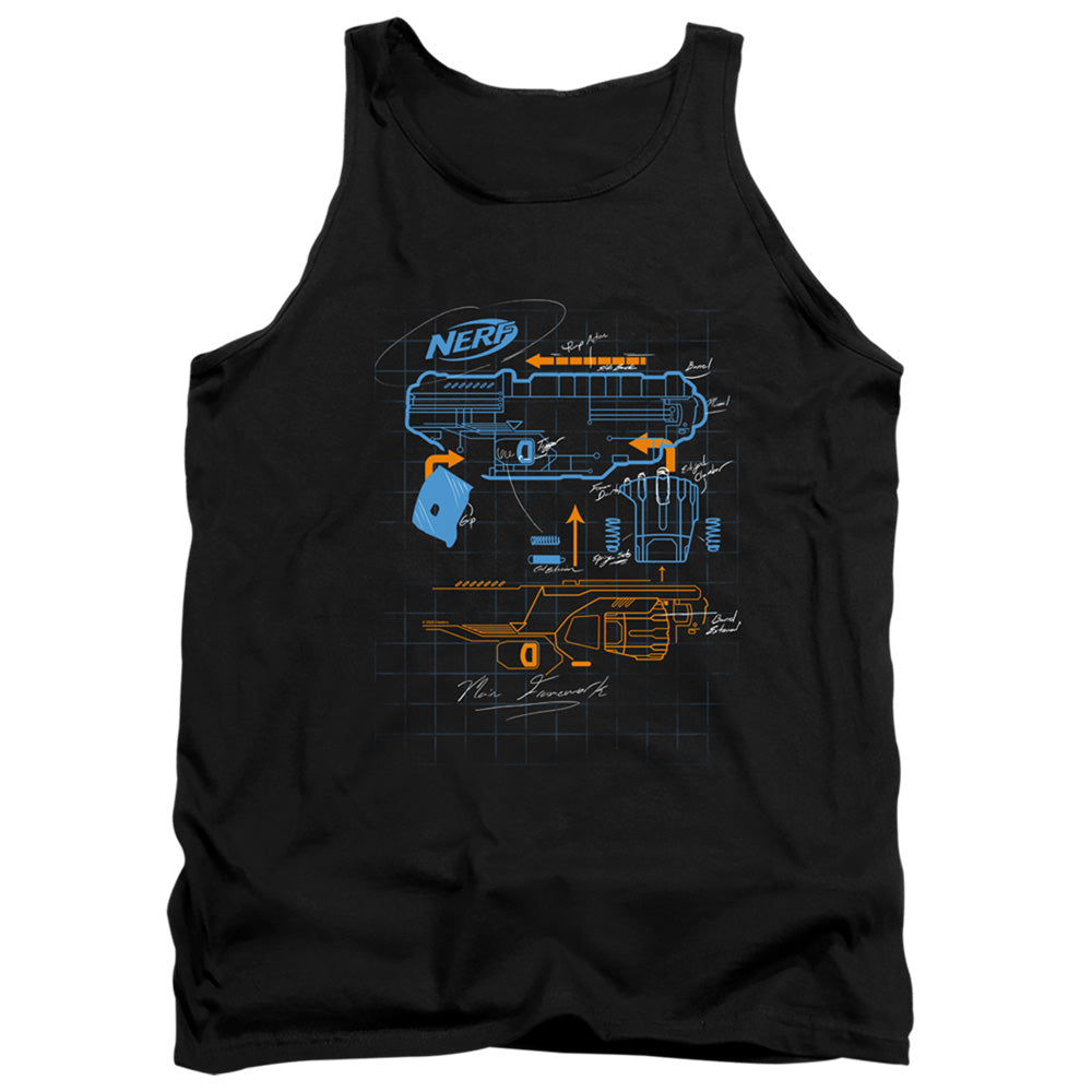 Nerf Deconstructed Nerf Gun Mens Tank Top Shirt Black