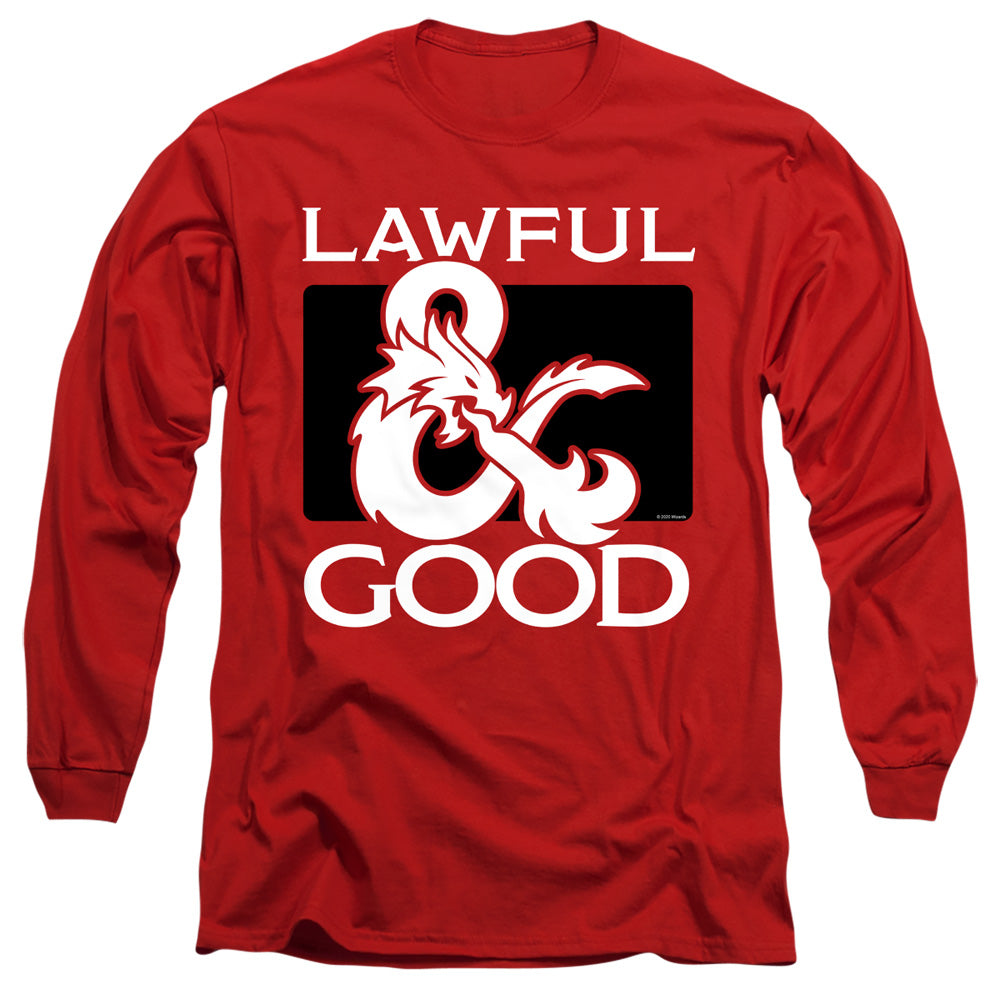 Dungeons And Dragons Lawful Good Mens Long Sleeve Shirt Red