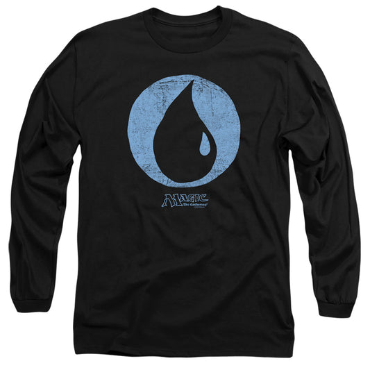 Magic The Gathering Blue Symbol Mens Long Sleeve Shirt Black