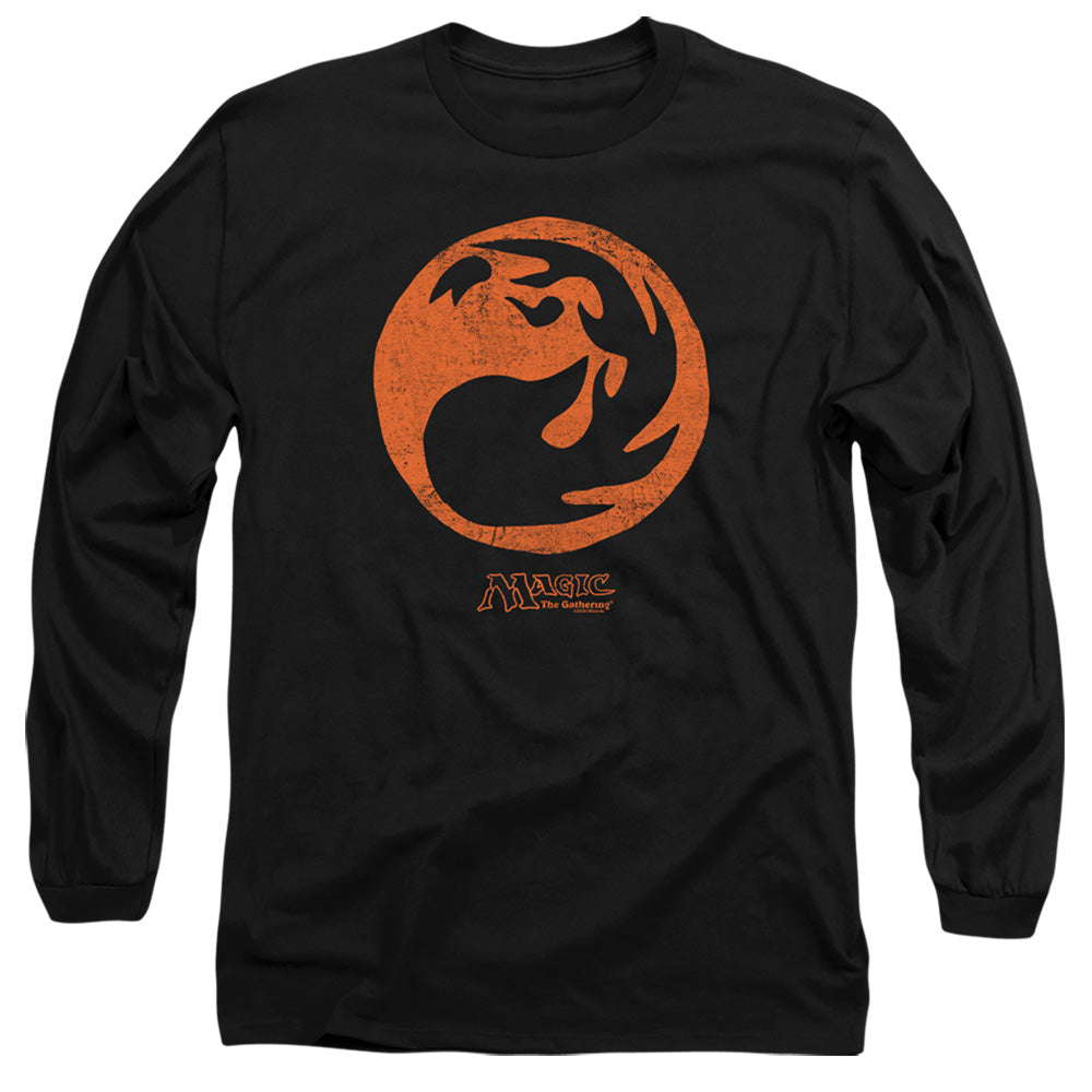 Magic The Gathering Red Symbol Mens Long Sleeve Shirt Black