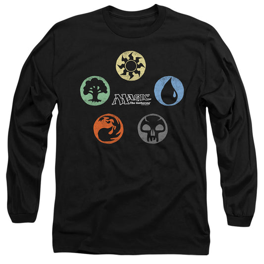 Magic The Gathering 5 Colors Mens Long Sleeve Shirt Black