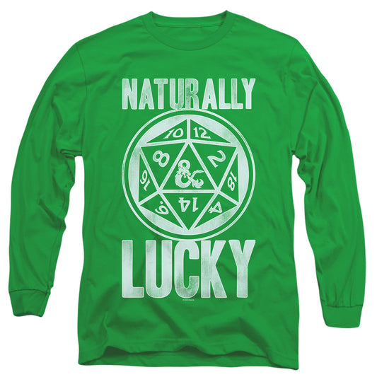 Dungeons And Dragons Naturally Lucky Mens Long Sleeve Shirt Kelly Green