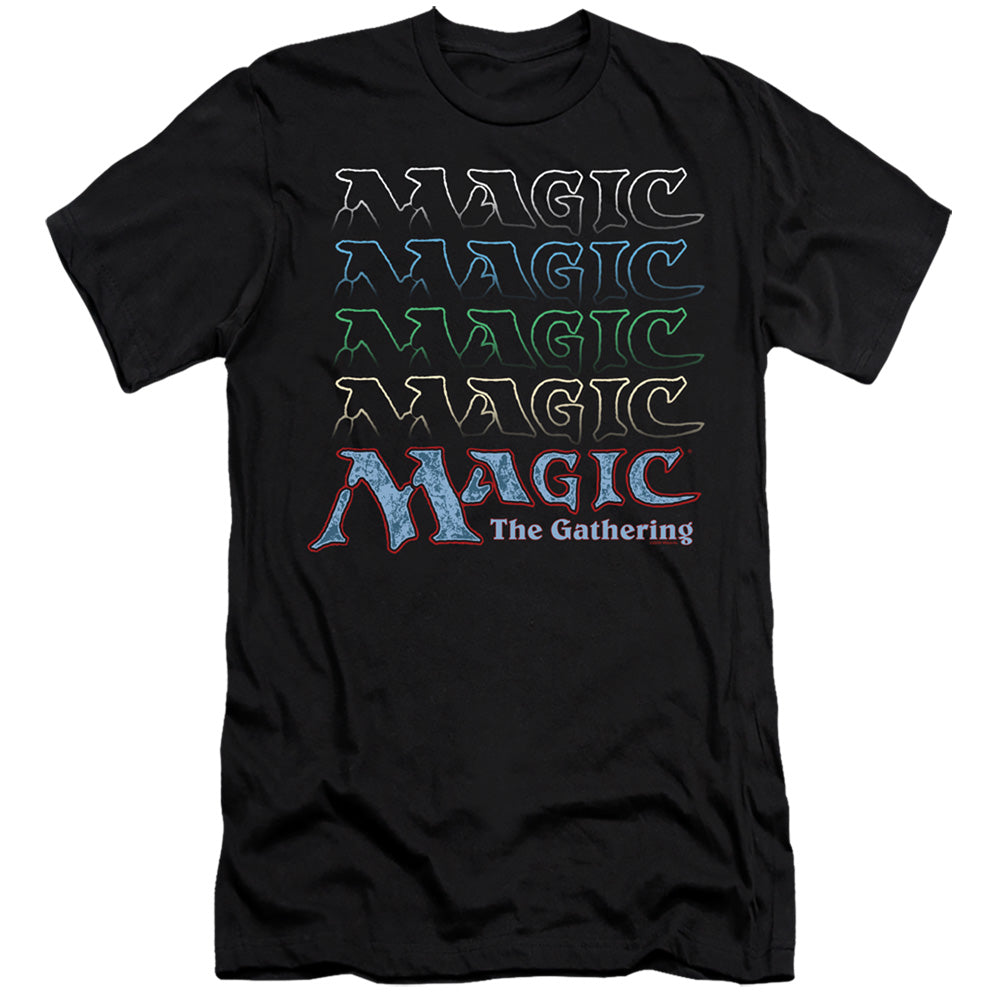 Magic The Gathering Retro Logo Repeat Hbo Premium Bella Canvas Slim Fit Mens T Shirt Black