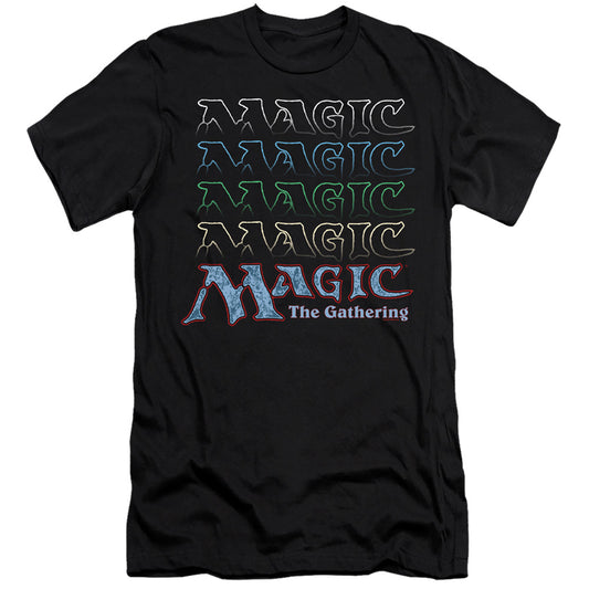 Magic The Gathering Retro Logo Repeat Hbo Premium Bella Canvas Slim Fit Mens T Shirt Black