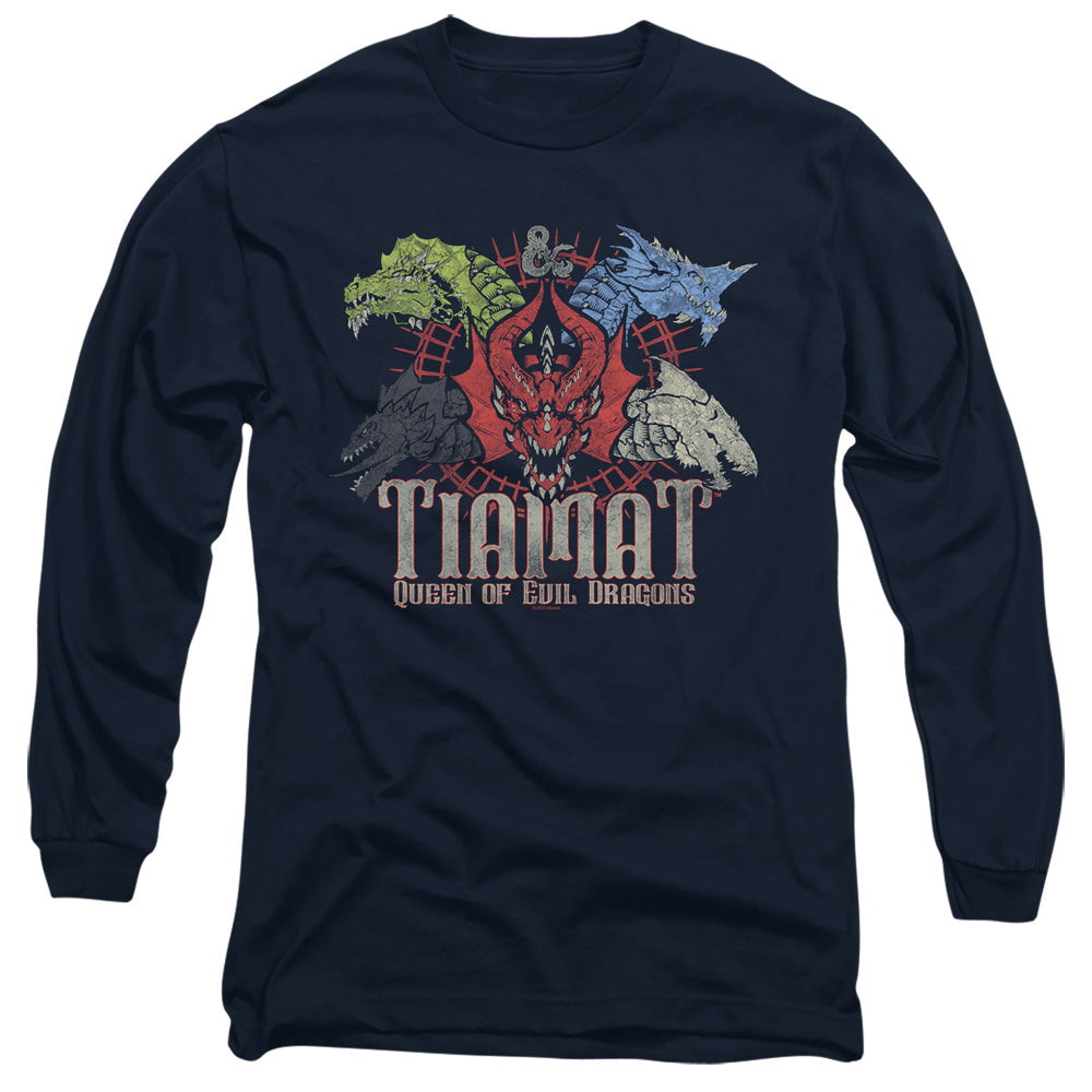 Dungeons And Dragons Tiamat Queen Of Evil Mens Long Sleeve Shirt Navy