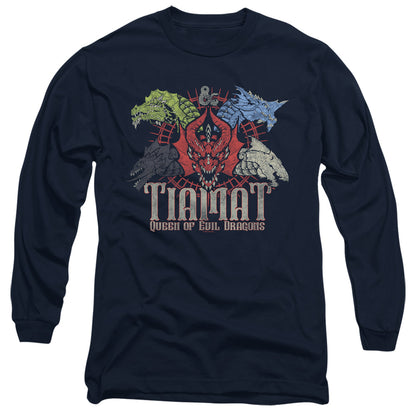 Dungeons And Dragons Tiamat Queen Of Evil Mens Long Sleeve Shirt Navy Officially Licensed