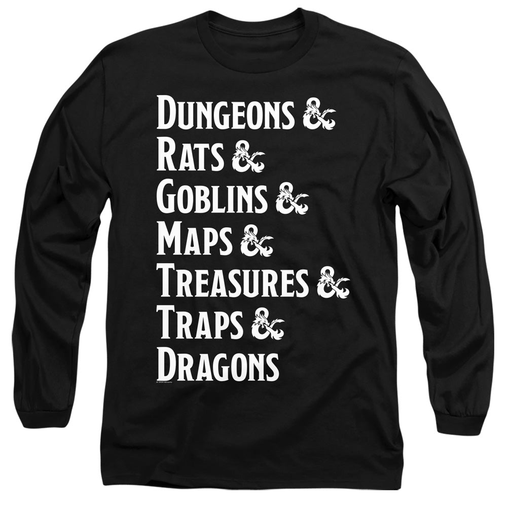 Dungeons And Dragons Dungeon List Mens Long Sleeve Shirt Black