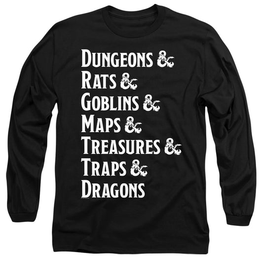 Dungeons And Dragons Dungeon List Mens Long Sleeve Shirt Black