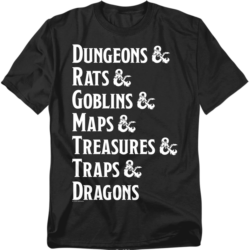 Dungeons And Dragons Dungeon List Mens T Shirt Black