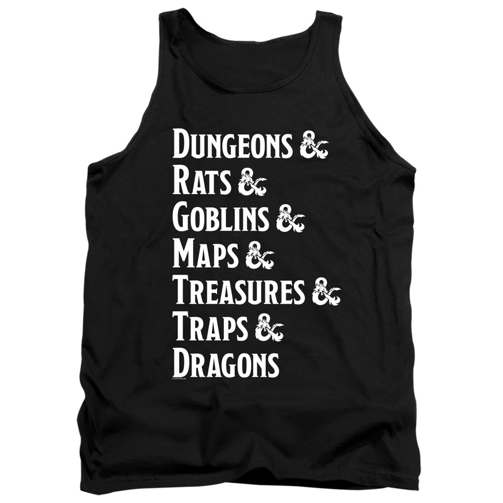 Dungeons And Dragons Dungeon List Mens Tank Top Shirt Black