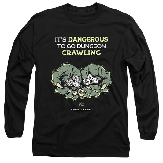 Dungeons And Dragons Dangerous To Go Alone Mens Long Sleeve Shirt Black