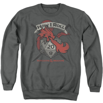 Dungeons And Dragons How I Roll D And D Mens Crewneck Sweatshirt Charcoal