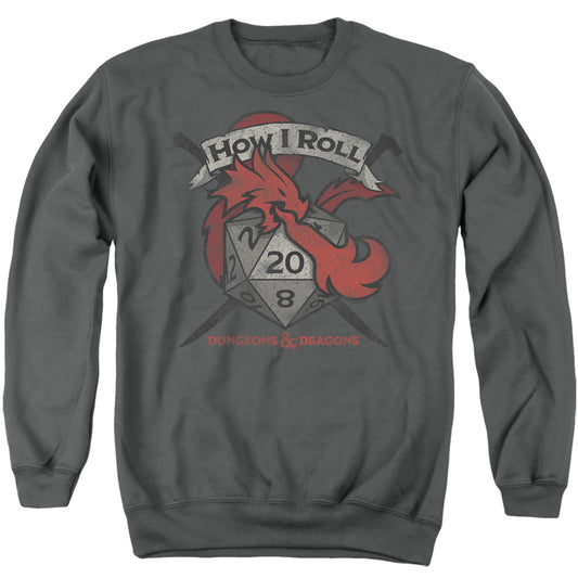 Dungeons And Dragons How I Roll D And D Mens Crewneck Sweatshirt Charcoal