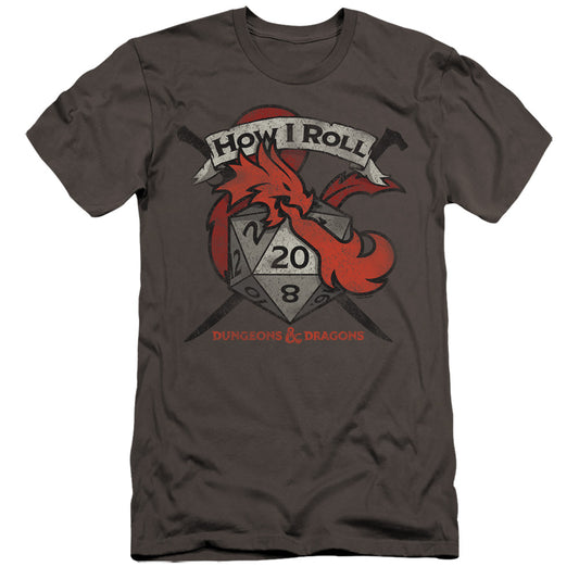 Dungeons And Dragons How I Roll D And D Hbo Premium Bella Canvas Slim Fit Mens T Shirt Charcoal