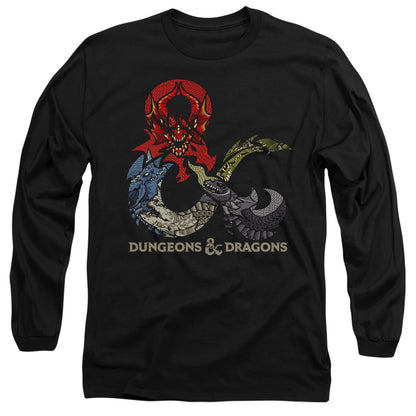 Dungeons And Dragons Dragons In Dragons Mens Long Sleeve Shirt Black Officially Licensed