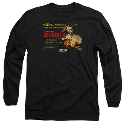 Hammer House Of Horror Poster Dracula Mens Long Sleeve Shirt Black Officially Licensed