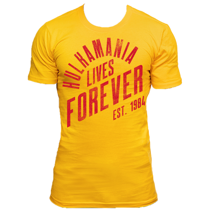 Yellow Hulkamania Lives Forever Adult T-Shirt