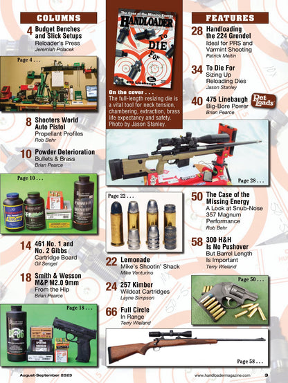 Handloader August 2023 - The Ammunition Reloading Journal: Firearms, Smokeless Powders, Reloading Techniques, Pressures & New Products For Your Gun