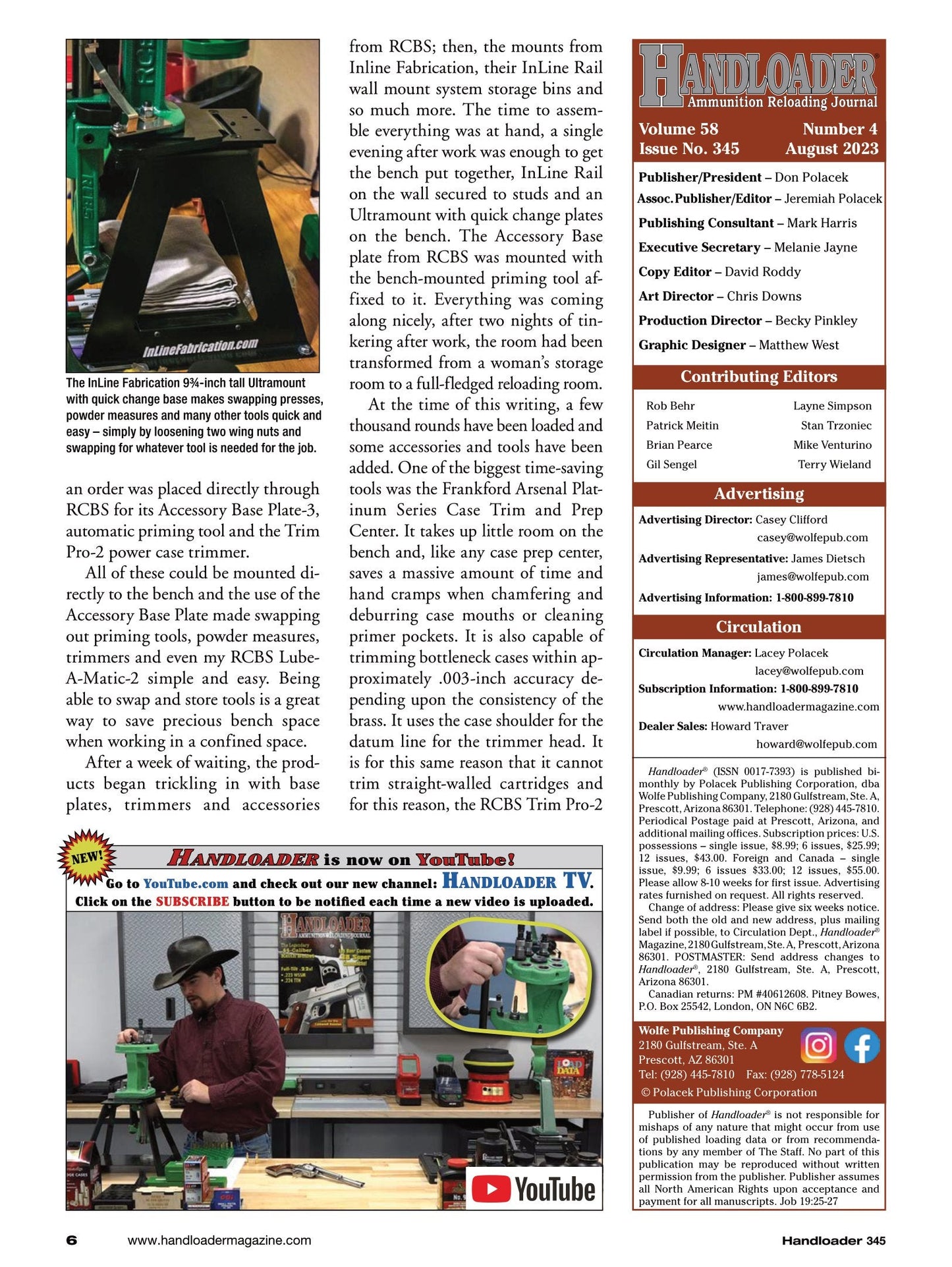 Handloader August 2023 - The Ammunition Reloading Journal: Firearms, Smokeless Powders, Reloading Techniques, Pressures & New Products For Your Gun