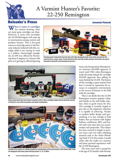 Handloader October 2023 - The Ammunition Reloading Journal: Varmint Hunter's Favorite 22-250 Remington, 30-30 Winchester, 7.6mm Parabellum/30 Luger & Kimber K6s DASA Combat Revolver