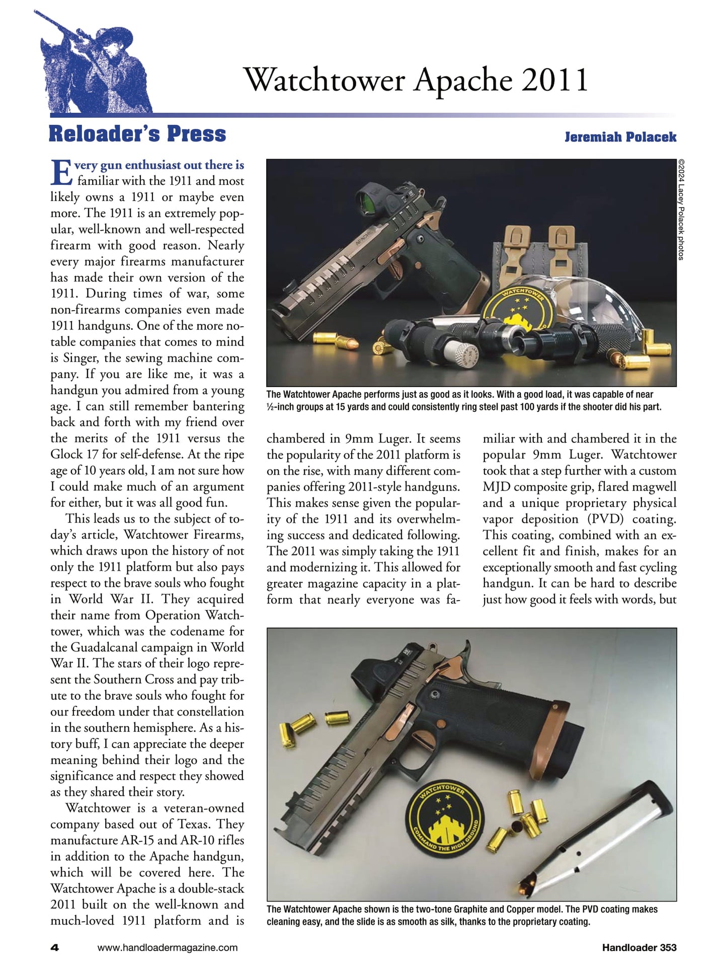 Handloader The Ammunition Reloading Journal - December 2024: Standard Pressure Loads For 45 Colt Rifles, Ruger Mini-14, Apache 2011 9MM, Precision Digital Bullet Seating, 356 Winchester & More!