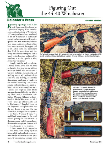 Handloader The Ammunition Reloading Journal - February 2025: 300 Ruger Compact Magnum Performance, 8.6 Blackout Exclusives, 28 Gauge Loading, John Taggin's Perfect Pistol, 44-40 Winchester & More!