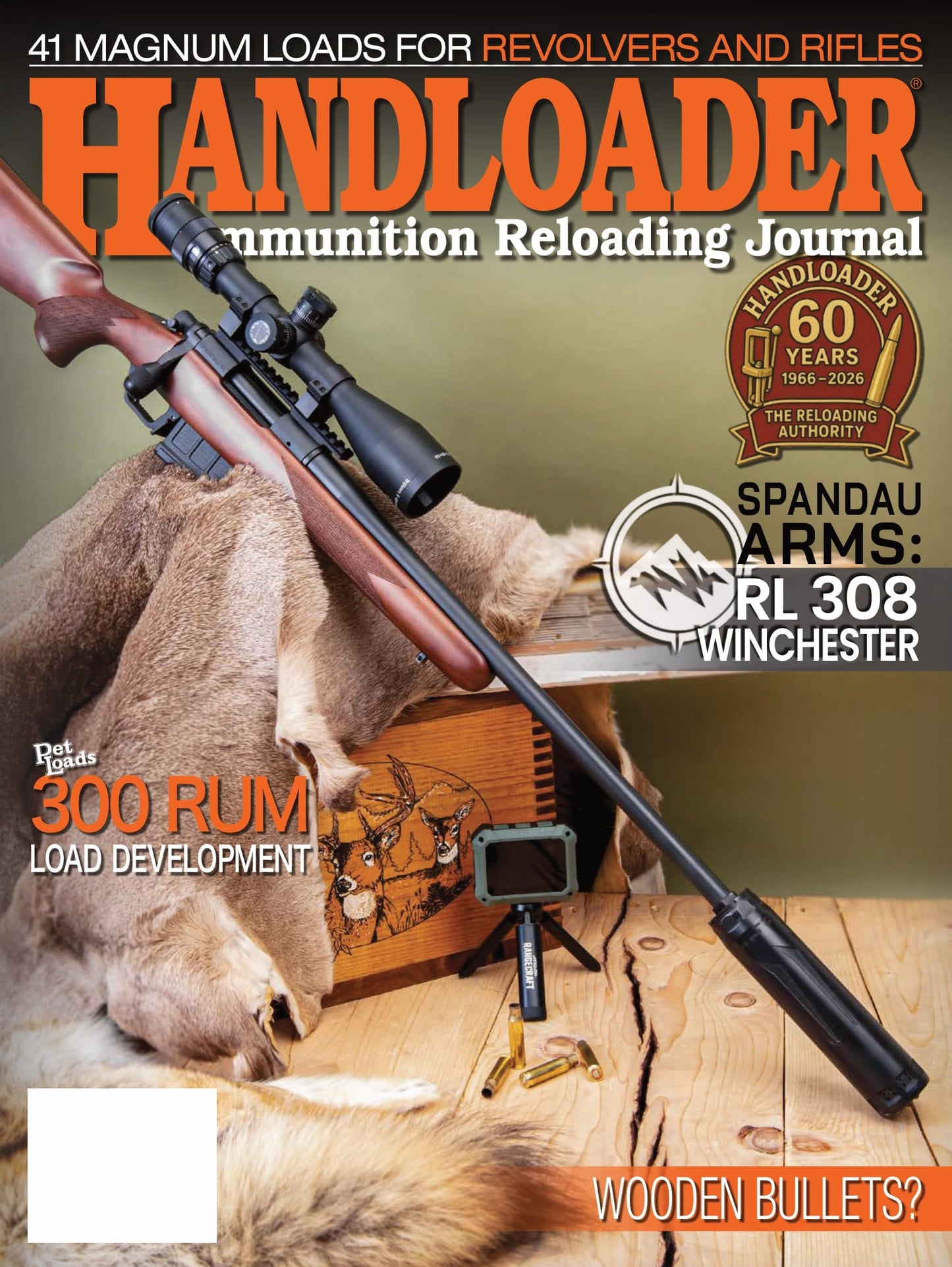 Handloader The Ammunition Reloading Journal - February 2026: 41 Magnum Loads For Revolvers & Rifles, Spandau RL 308 Winchester, Wooden Bullets, 300 RUM Load Development, Ruger Redhawk 45 Colt & More!