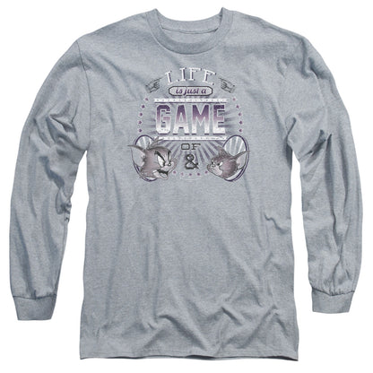 Tom And Jerry Life Is A Game Mens Long Sleeve Shirt Athletic Heather Officially Licensed