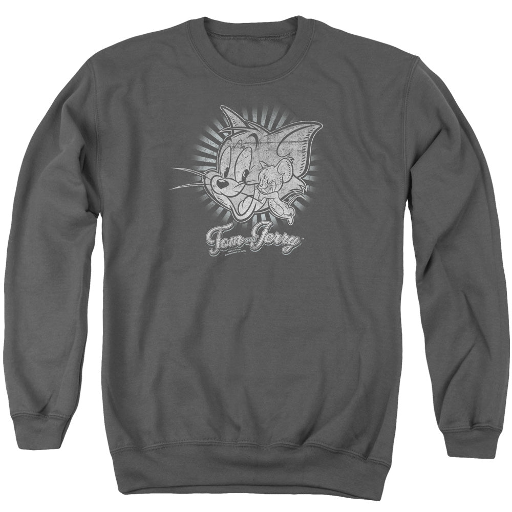 Tom And Jerry Classic Pals Mens Crewneck Sweatshirt Charcoal