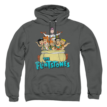 The Flintstones Ride On Mens Hoodie Charcoal Officially Licensed