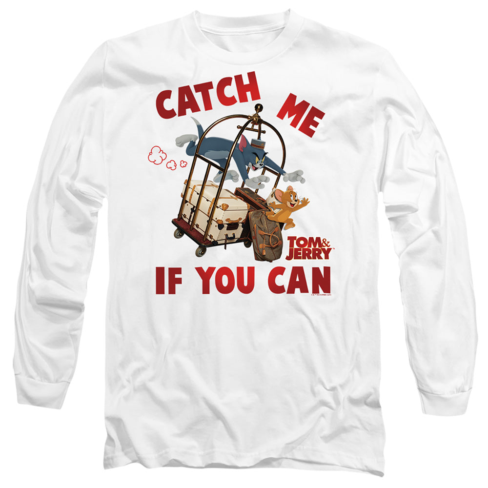 Tom And Jerry Movie Catch Me If You Can Mens Long Sleeve Shirt White Officially Licensed