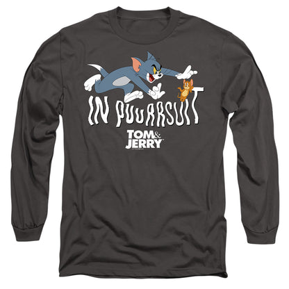 Tom And Jerry Movie In Pursuit Mens Long Sleeve Shirt Charcoal Officially Licensed