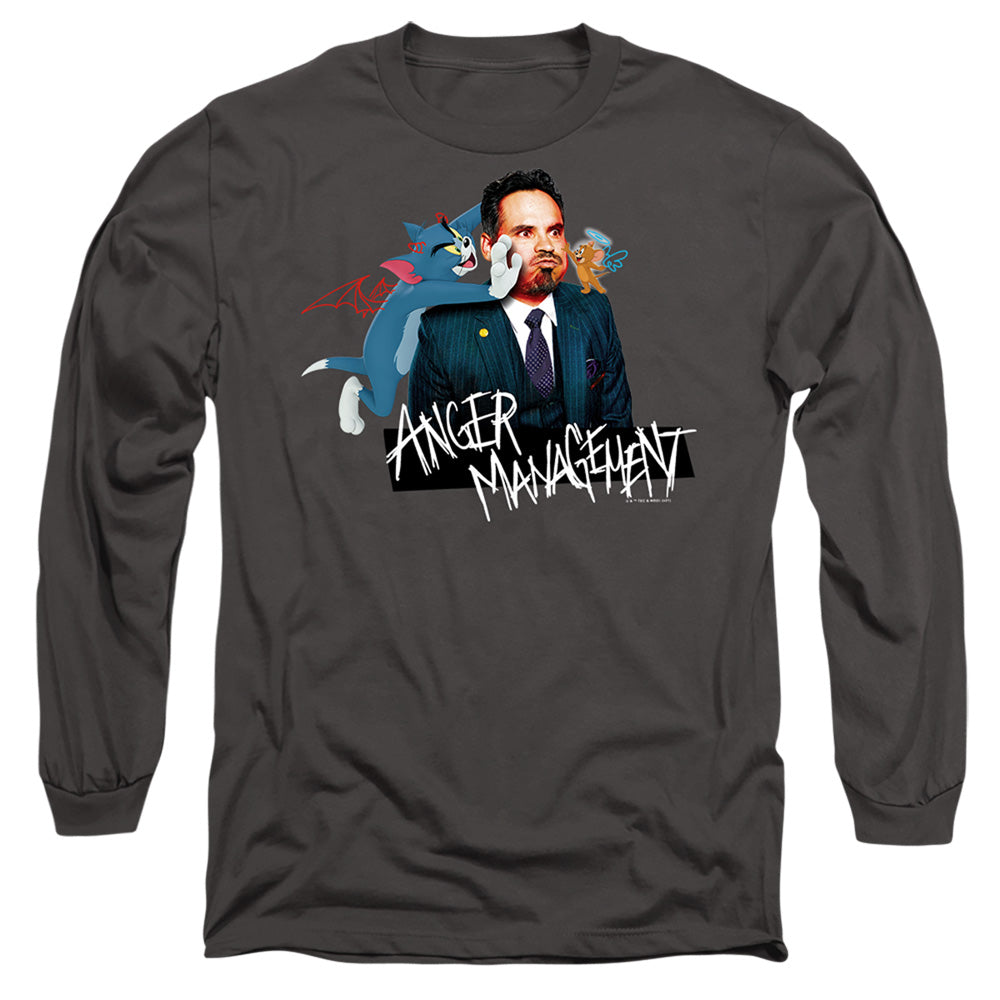 Tom And Jerry Movie Anger Management Mens Long Sleeve Shirt Charcoal Officially Licensed