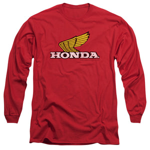 Honda Yellow Wing Logo Mens Long Sleeve Shirt Red