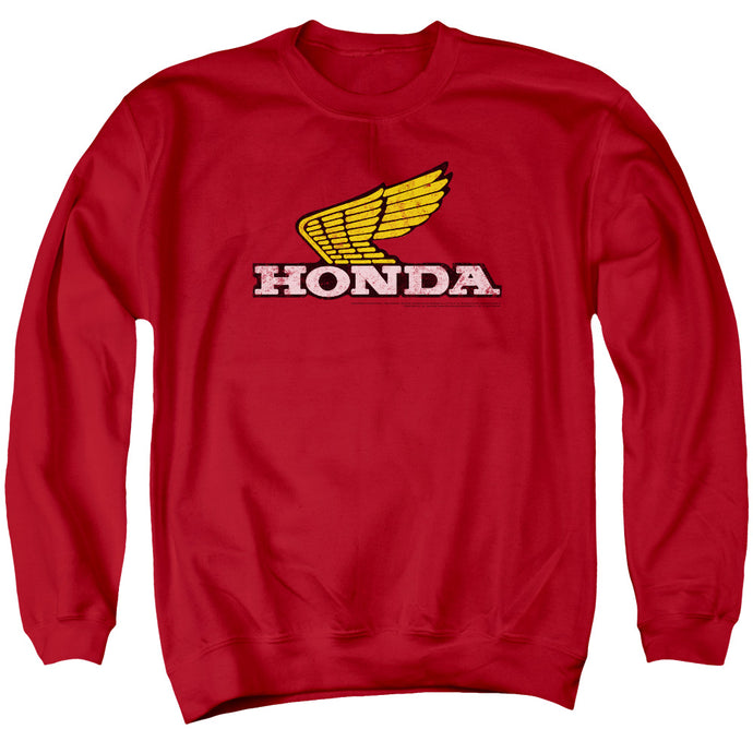 Honda Yellow Wing Logo Mens Crewneck Sweatshirt Red