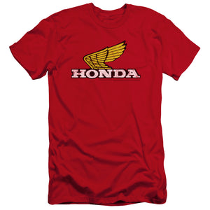 Honda Yellow Wing Logo Hbo Premium Bella Canvas Slim Fit Mens T Shirt Red