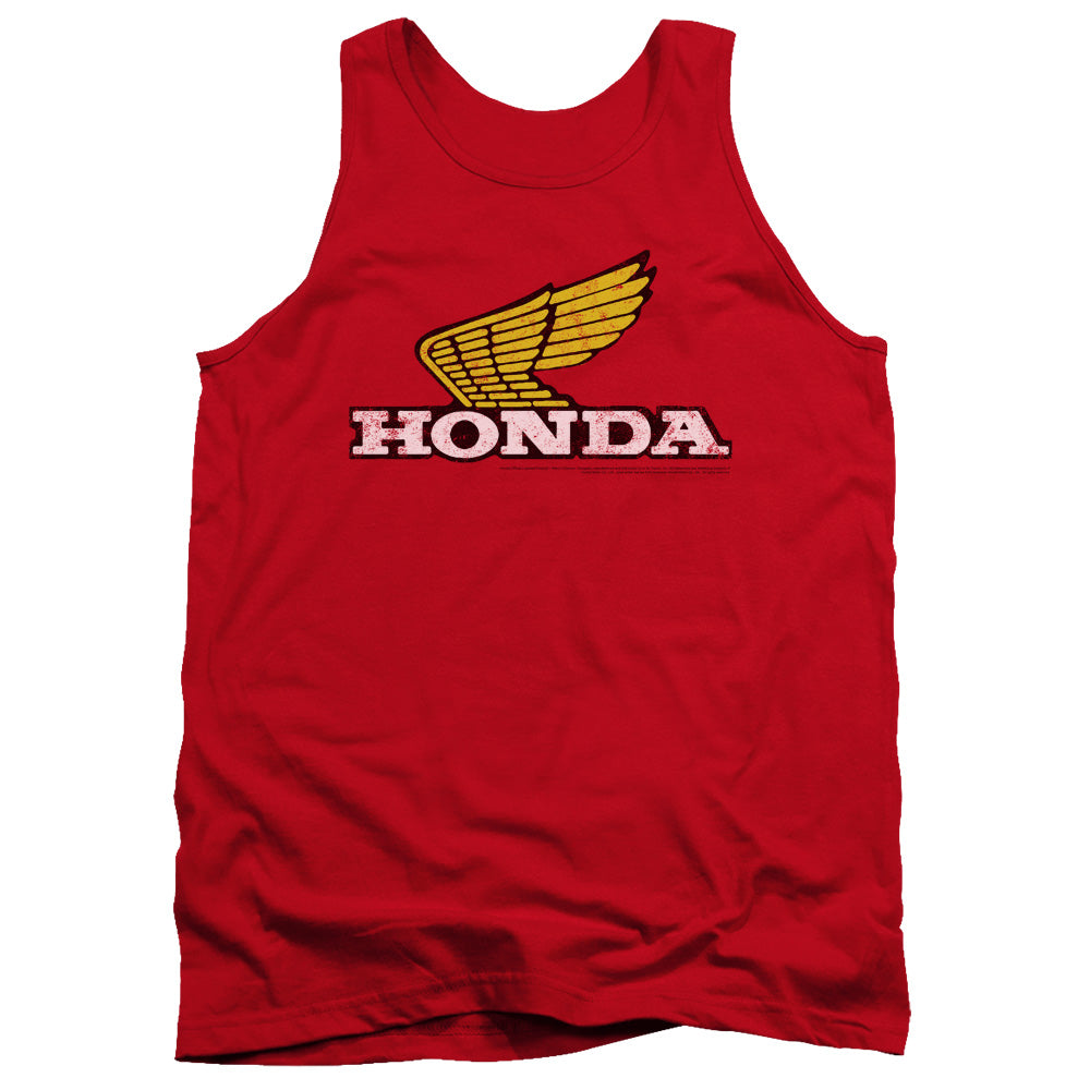 Honda Yellow Wing Logo Mens Tank Top Shirt Red