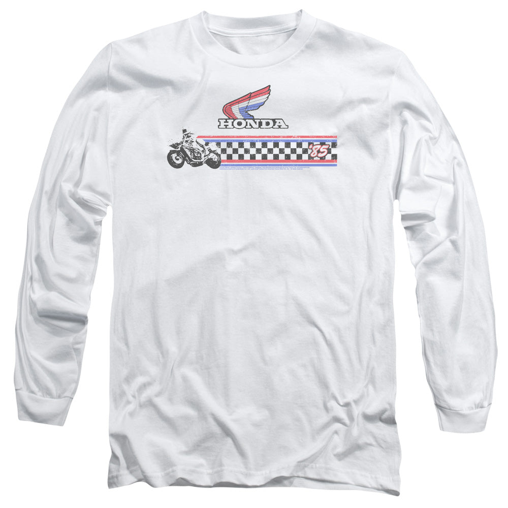 Honda 1985 Red White Blue Mens Long Sleeve Shirt White