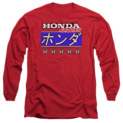 Honda Kanji Racing Mens Long Sleeve Shirt Red Officially Licensed