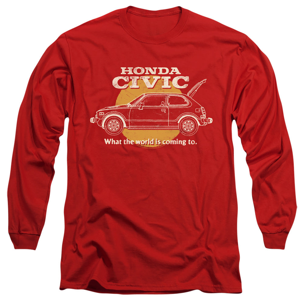 Honda Civic Coming World Mens Long Sleeve Shirt Red