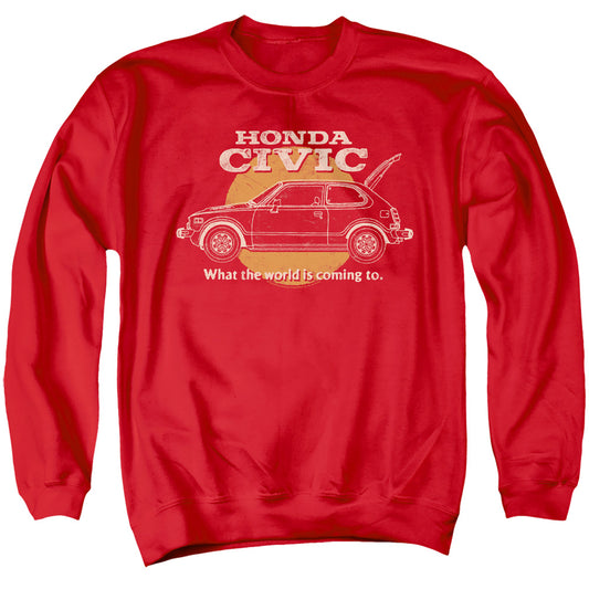 Honda Civic Coming World Mens Crewneck Sweatshirt Red