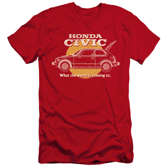 Honda Civic Coming World Hbo Premium Bella Canvas Slim Fit Mens T Shirt Red