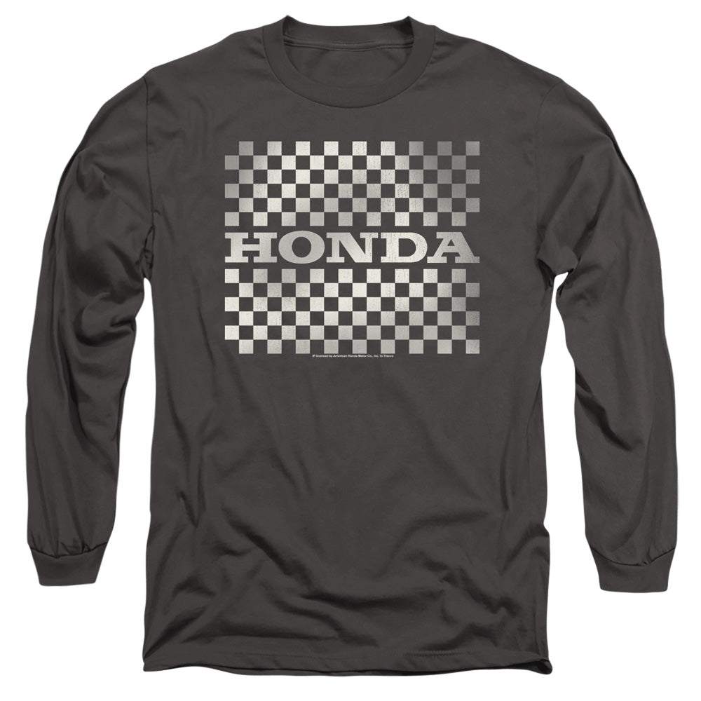 Honda Checkers Logo Mens Long Sleeve Shirt Charcoal Officially Licensed