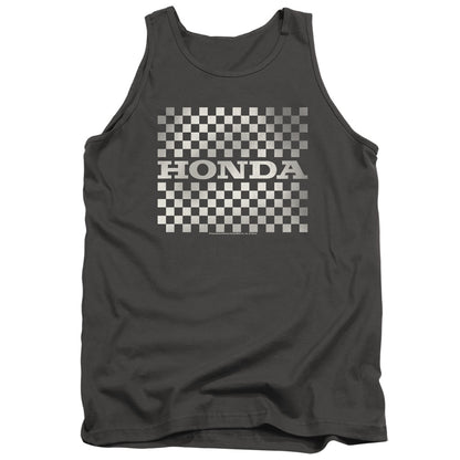 Honda Checkers Logo Mens Tank Top Shirt Charcoal