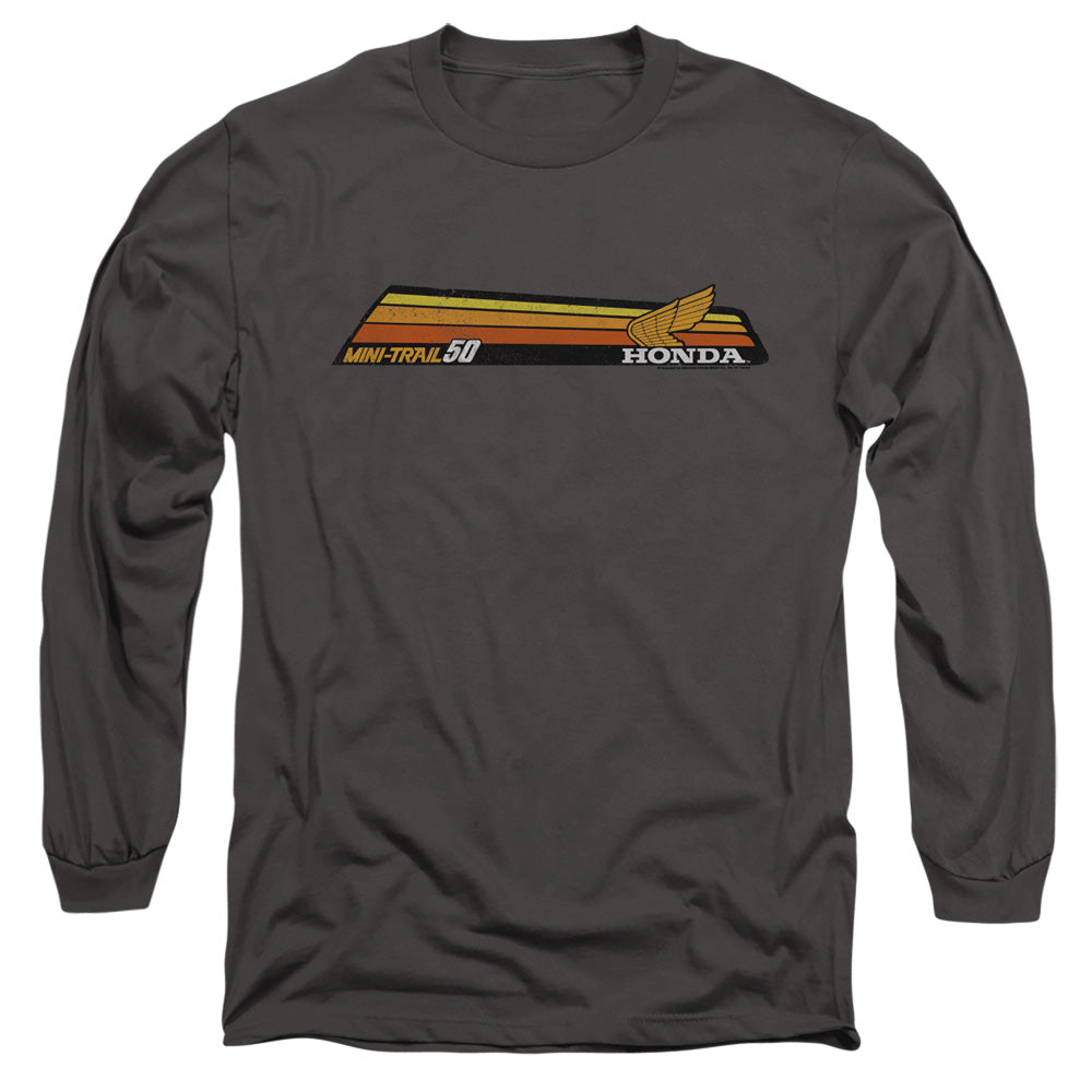 Honda Mini Trail 50 Stripe Mens Long Sleeve Shirt Charcoal