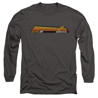 Honda Mini-Trail 50 Stripe Mens Long Sleeve Shirt Charcoal Officially Licensed