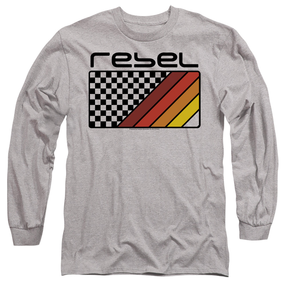 Honda Rebel Checkers And Stripes Mens Long Sleeve Shirt Athletic Heather Officially Licensed