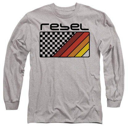 Honda Rebel Checkers And Stripes Mens Long Sleeve Shirt Athletic Heather Officially Licensed