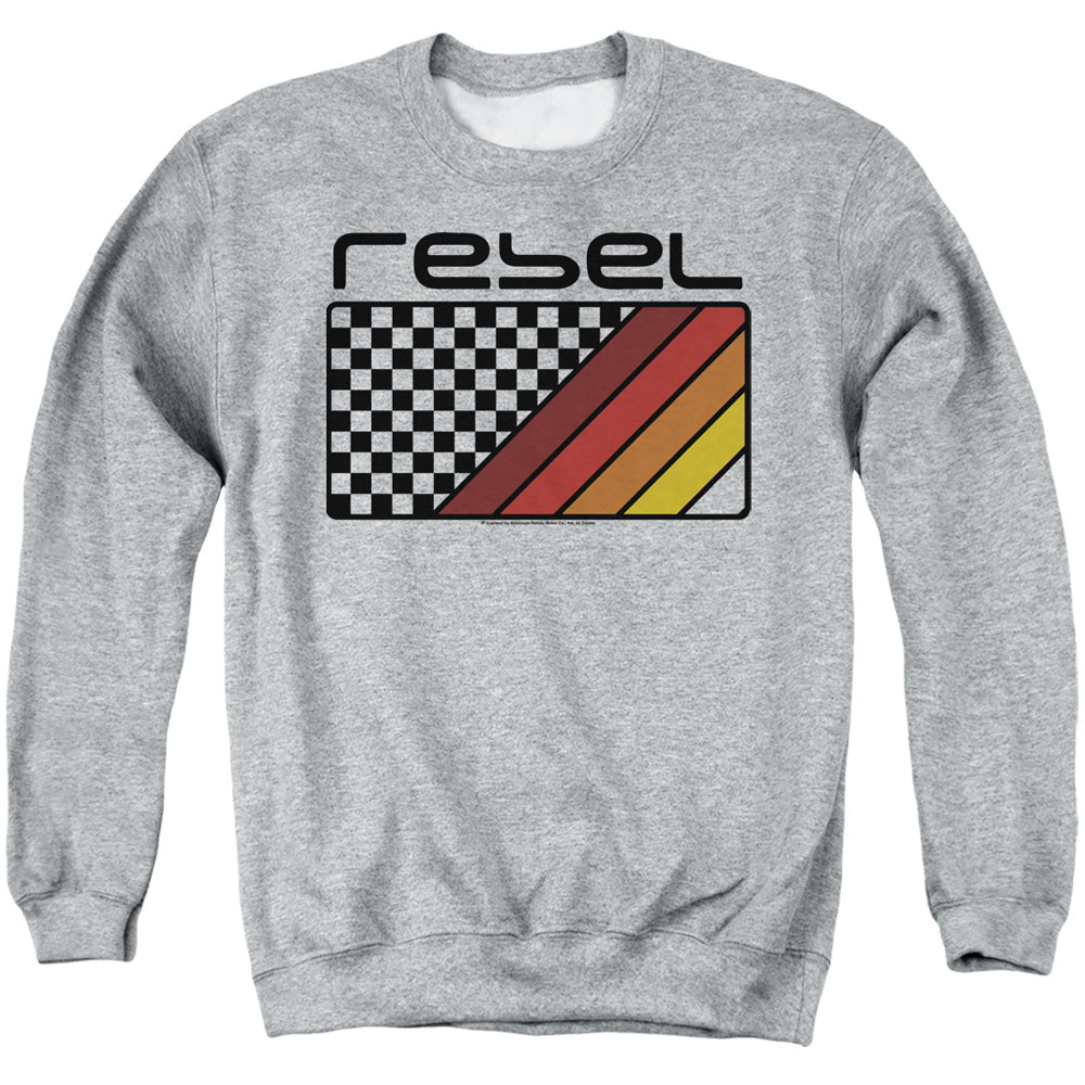 Honda Rebel Checkers And Stripes Mens Crewneck Sweatshirt Athletic Heather