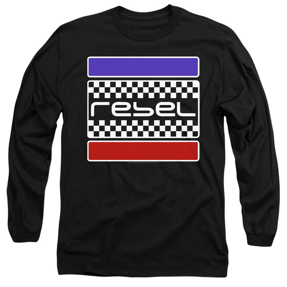 Honda Rebel Checkers Mens Long Sleeve Shirt Black Officially Licensed